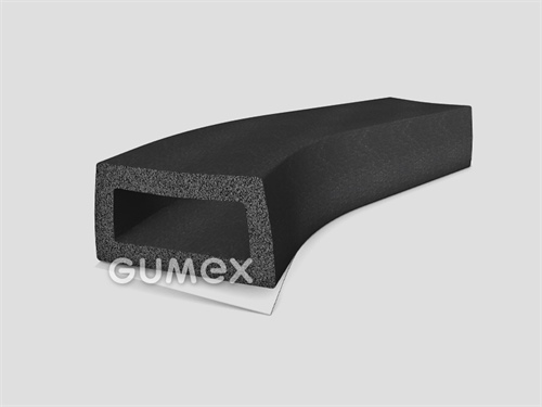 Samolepiaci mikroporézny profil tvaru "VLEČKA", 11x20mm, 2-prúd, hustota 500kg/m3, EPDM, -30°C/+80°C, čierny